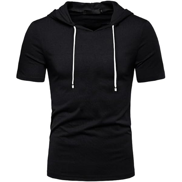 Men's Casual Short Sleeve Splice Hoodies T-Shirts Solid